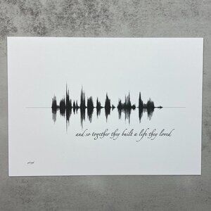 NEW And So Together Soundwave Wall Art Print 5x7in Black White Modern Minimalist